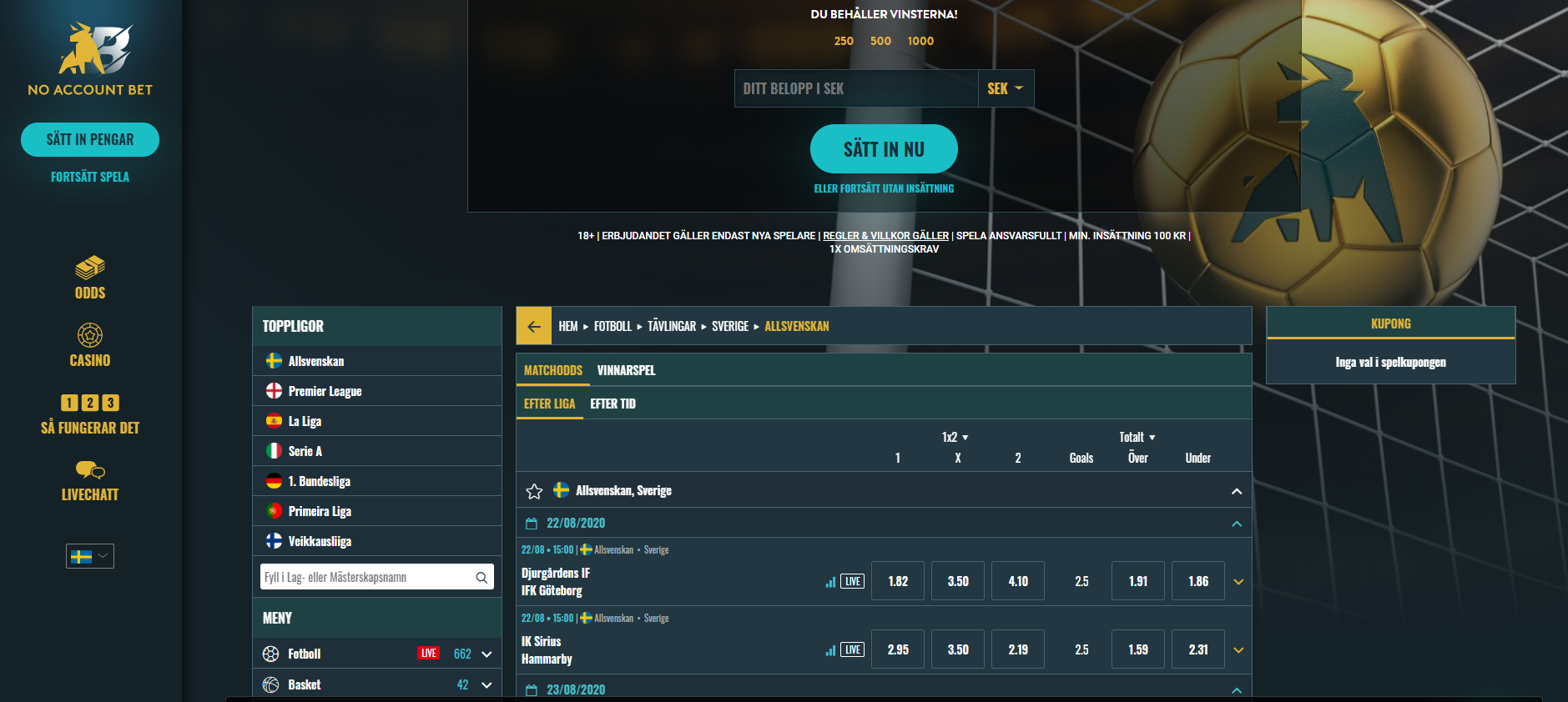 No Account Bet Bonus