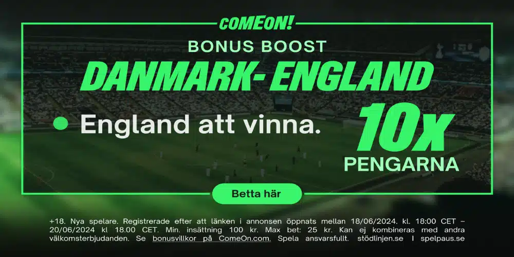 Danmark England odds boost