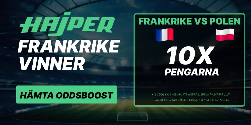Frankrike vs Polen boostade odds