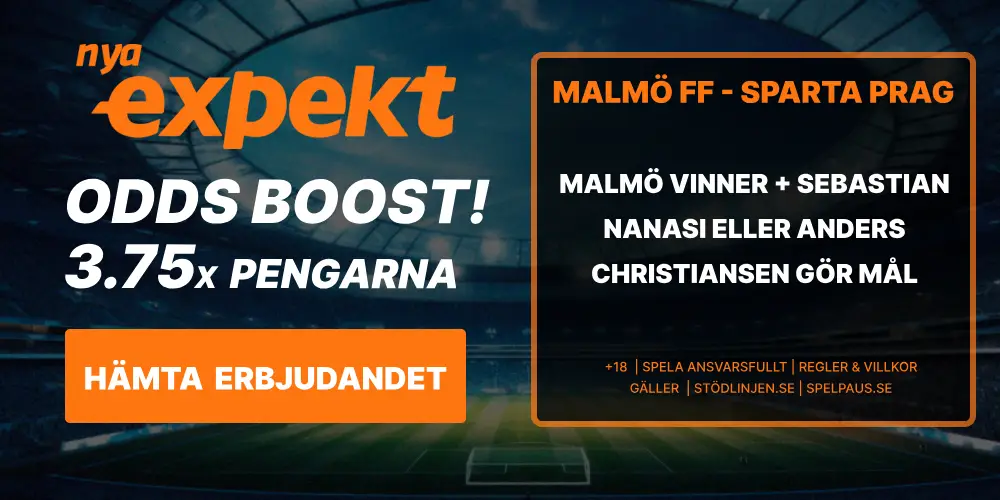 Expekt Odds boost Malmö Sparta Prag