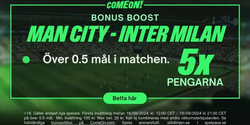 Man City Inter Odds boost