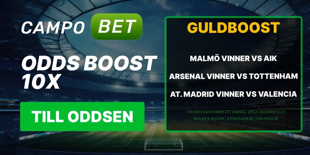 Odds boost Malmö, Arsenal och atletic madrid