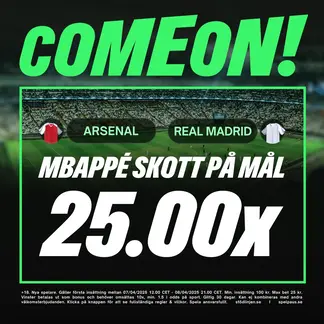 ComeOn Mbappe 25x pengarna