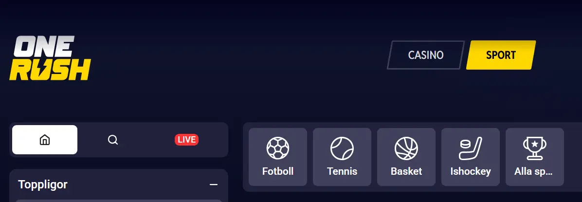 OneRush betting och odds