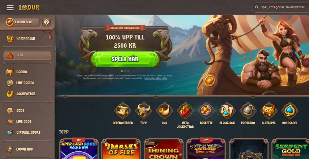 Lodur Casino bonus och meny