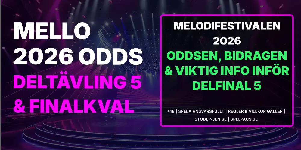 Melodifestivalen 2026 Odds Deltävling 5 + Finalkval