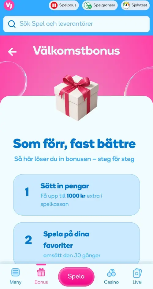 Vera & John registrering och välkomstbonus