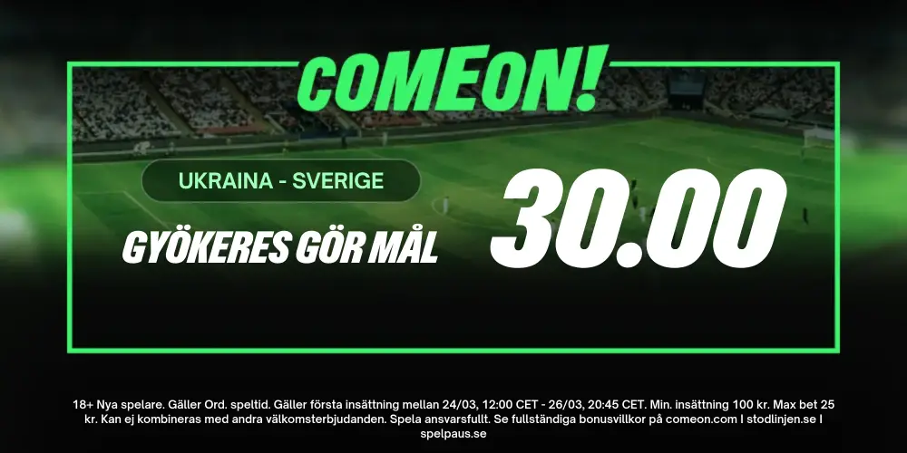Boostade odds på Sveriges VM-kval hos ComeOn