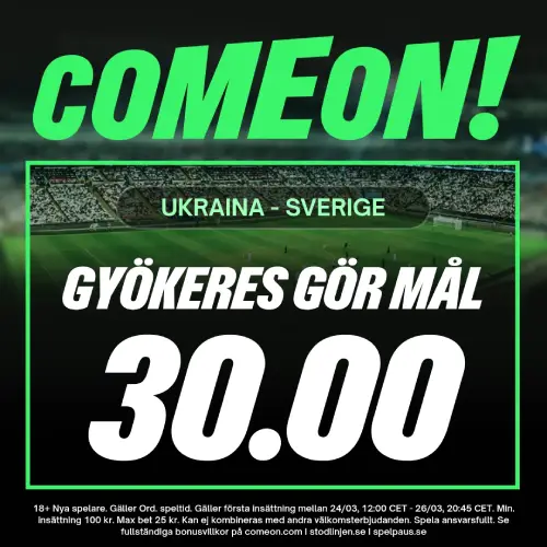 ComeOn välkomstboost på Sveriges VM-kval