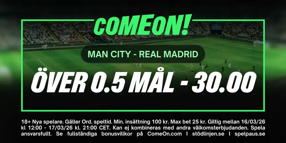 Förhöjda odds Man City Real Madrid