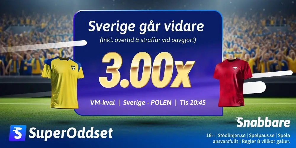 Snabbare SuperOddset till VM-kvalet mellan Sverige och Polen