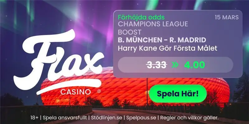 Flax Förhöjda Odds på Champions League Bayern München vs Real Madrid