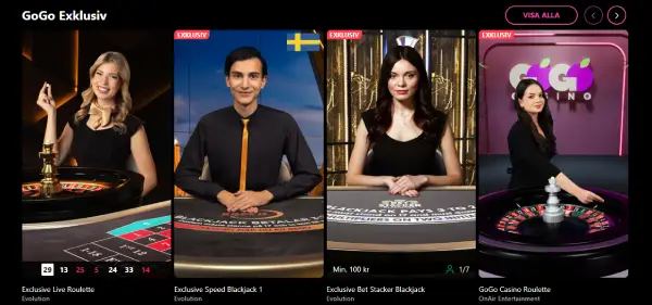 GoGo Live Casino med spännande spel för alla