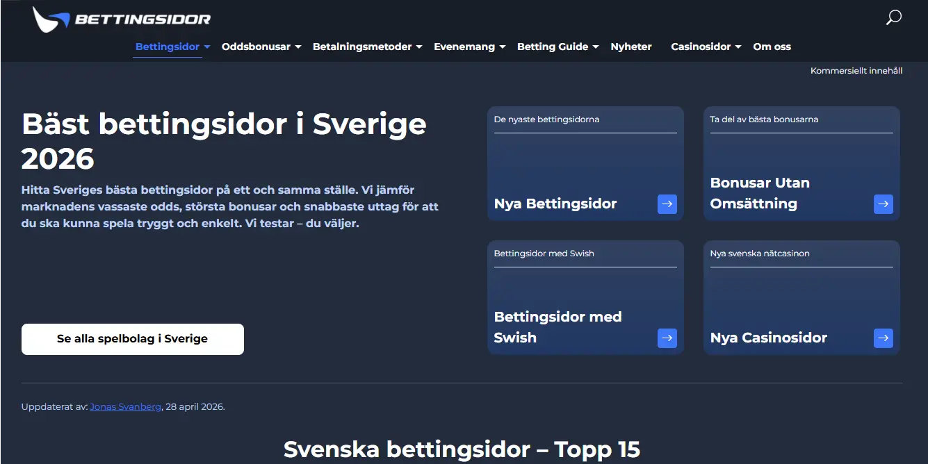 Nya Bettingsidor.se design