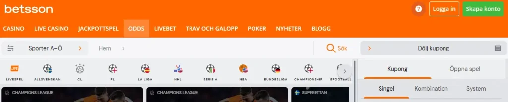 Betsson betting och odds