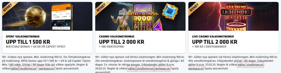 Expekt bonus för betting och casino