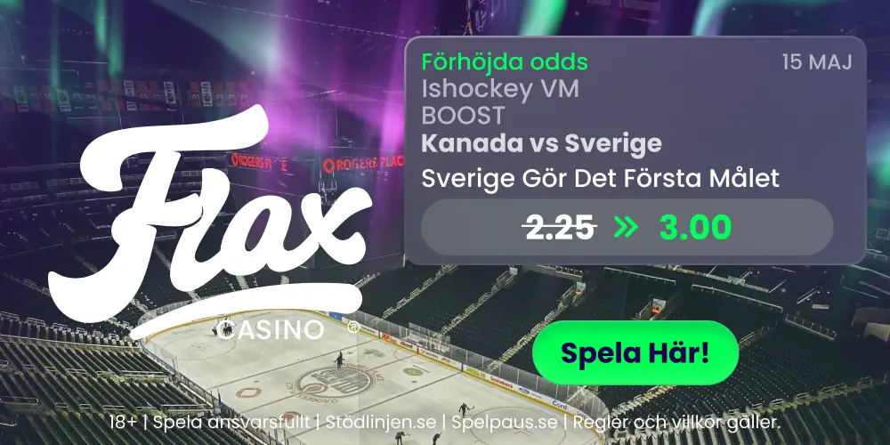 Flax Odds Boost på Sveriges första VM-match mot oddsfavoriterna