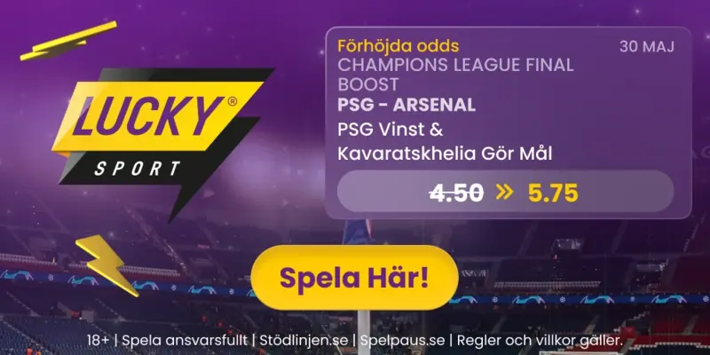 Odds boost från Lucky Sport inför Champions League finalen 30/5