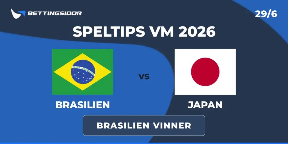 Speltips fotbolls VM 2026 Brasilien vs Japan 29 juni 2026