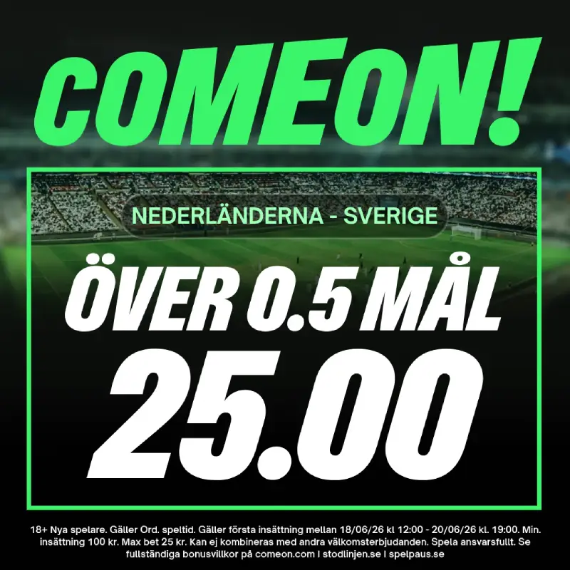 ComeOn boost för nya spelare till VM 2026 mellan Nederländerna och Sverige