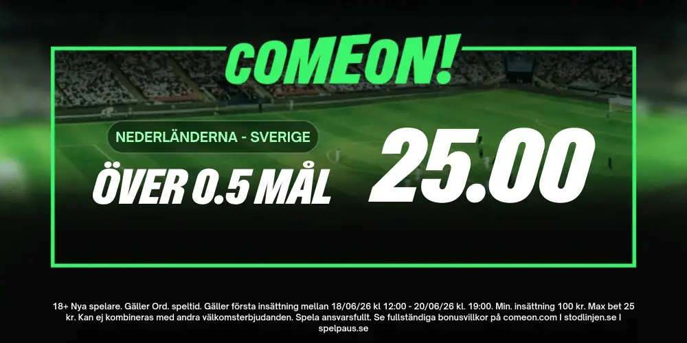 Exklusiv välkomstbonus: Odds boost Nederländerna – Sverige i VM: 25x pengarna om det blir mål!