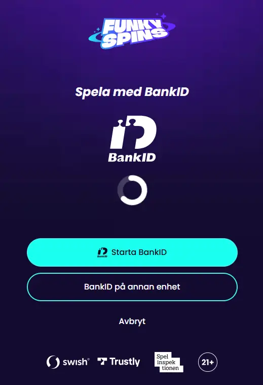 Funky Spins med BankID inloggning