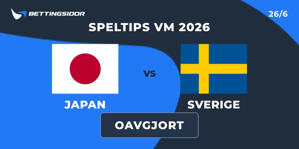 Speltips fotbolls VM 2026 Japan vs Sverige 26 juni 2026