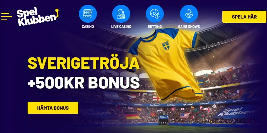 Spelklubben ny VM bonus 2026 med Sverigetröja