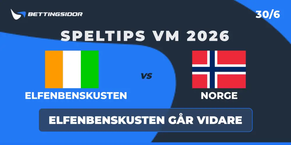 Speltips: Elfenbenskusten vs Norge 30/6 – Norrmännen är överskattade i oddsen