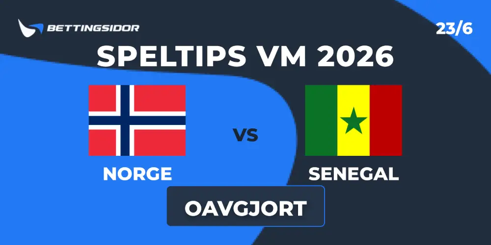 Speltips: Norge vs Senegal 23/6: Ett kryss med högt värde?