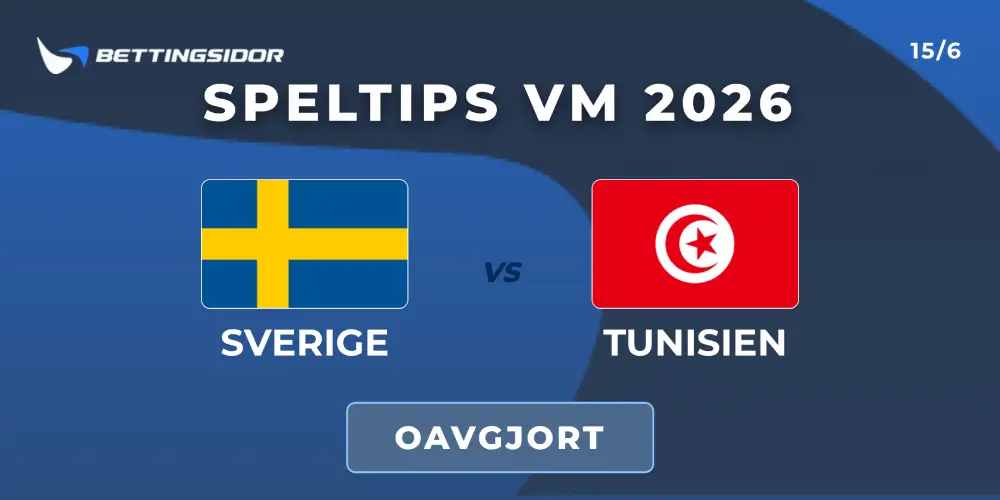 Speltips fotbolls VM 2026 Sverige vs Tunisien 15 juni 2026