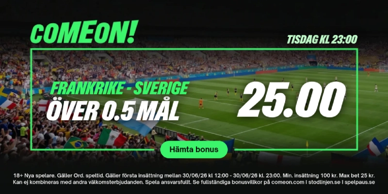 Oddsboost: Få otroliga 25.00 i odds på att det blir mål i Sveriges vs Frankrike