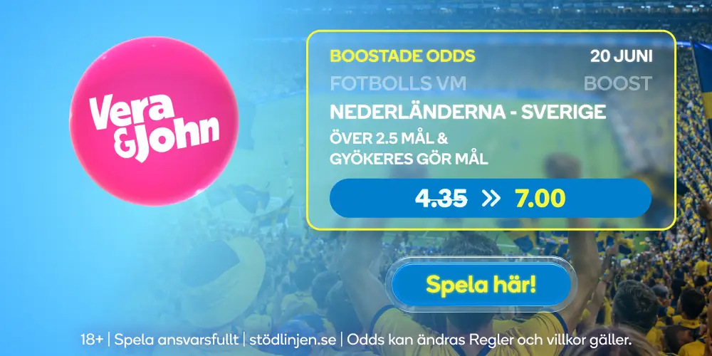 Vera & John Boostade Odds VM 2026 Ned - Sve Gyökeres gör mål