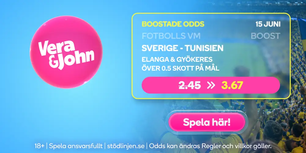 Boostade odds på Sveriges första VM-match hos Vera & John Sport