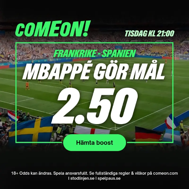 ComeOn odds boost Frankrike vs Spanien i VM 2026 semifinal den 14 juli