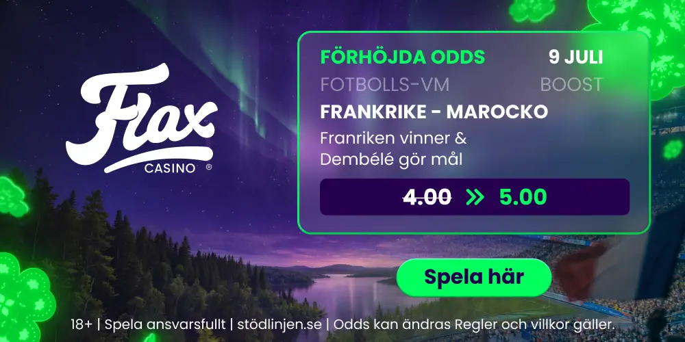 Flax betting Boostade Odds - VM 2026 Frankrike vs Marocko
