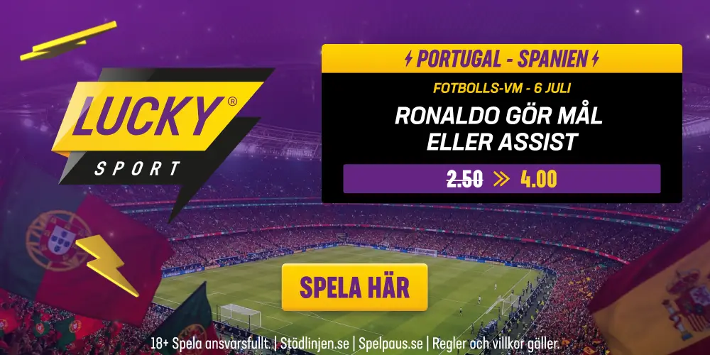 Odds boost på att Ronaldo nätar (eller gör assist) i kvällens VM-drabbning