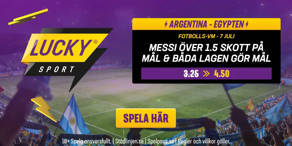 Lucky Sport Odds Boost - VM 2026 Argentina vs Egypten