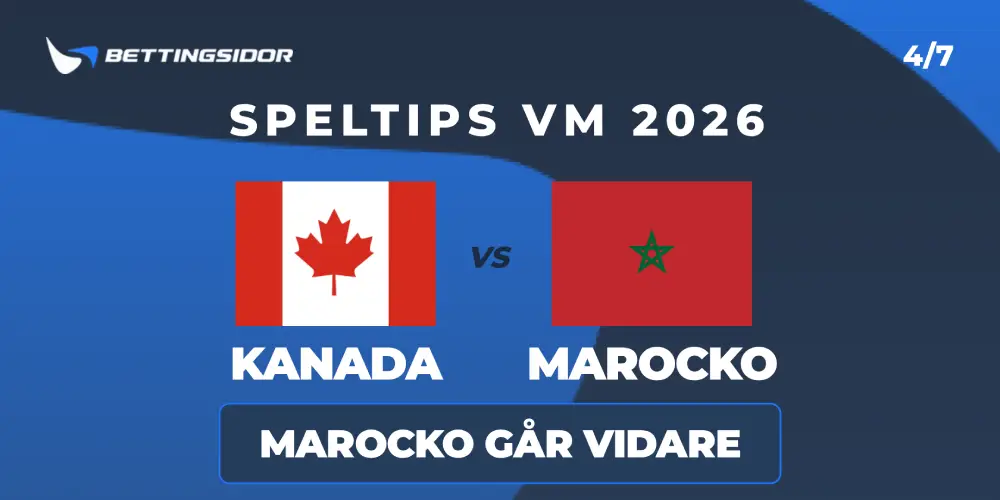 Speltips: Kanada vs Marocko 4/7: Atlaslejonen är för starka
