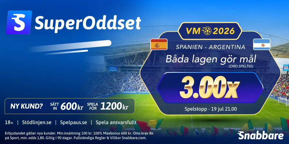 Snabbare SuperOdds – Spanien vs Argentina: Båda lagen gör mål i VM-finalen 19/7