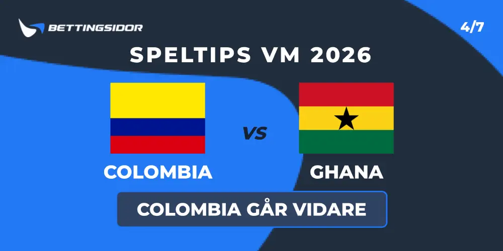 Speltips: Colombia vs Ghana 4/7: Sydamerikanerna är starka
