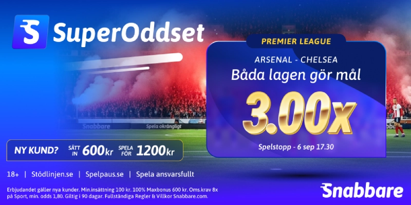 Snabbare superoddset Arsenal vs Chelsea