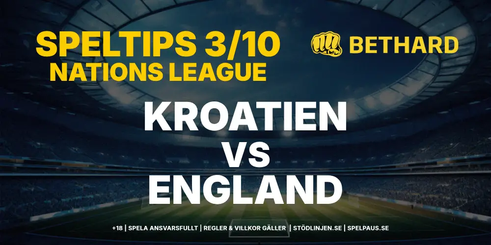 Speltips: Kroatien vs England 3/10 – Three Lions är numret för stora
